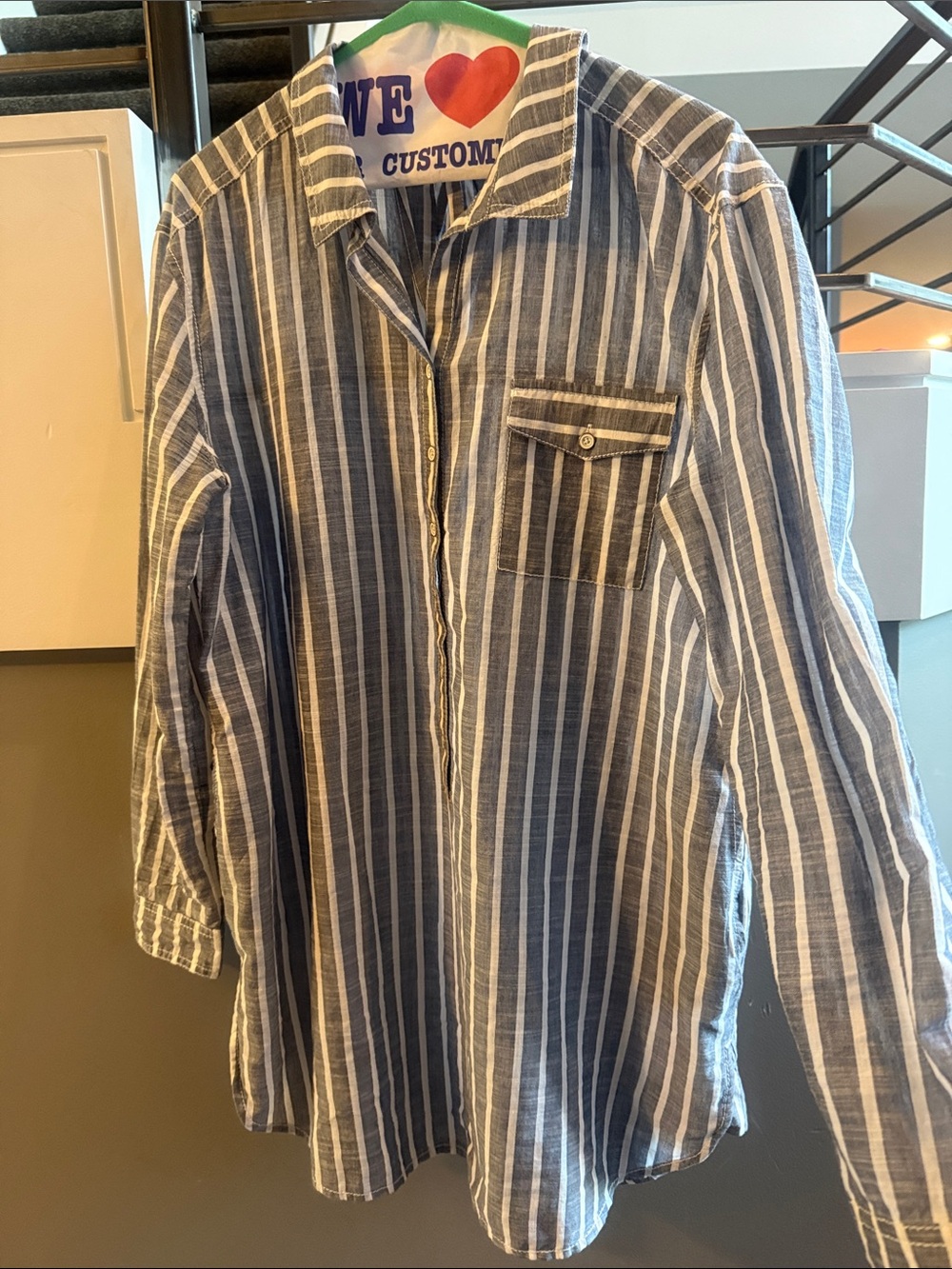 Classic Blue and White Striped Button-Down Shirt